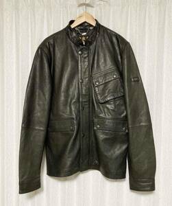 [Barbour international] 1936 モーターサイクルレザージャケット バイカーライダース XL 本革 ブラック バブアー