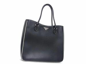 1円 ■極美品■ PRADA プラダ レザー ハンドバッグ トートバッグ レディース メンズ ブラック系 FA9661