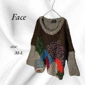 Face 　ドロップショルダー　ニット　セーター　M-L カラフル　柔らかい