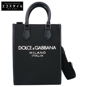 美品/ DOLCE＆GABBANA ドルチェアンドガッバーナ ラバライズドロゴ スモール 2WAYショルダー ハンドバッグ ブラック レディース