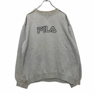 FILA ロゴ スウェット トレーナー L ライトグレー ブラック フィラ 古着卸 アメリカ仕入 a509-6300