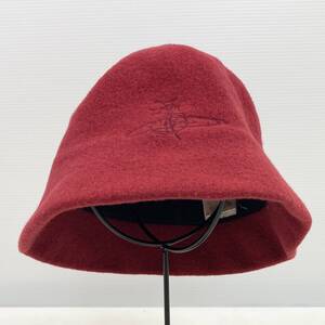 ◆ Vivienne Westwood ヴィヴィアンウエストウッド バケット ハット ビーニー ロゴ 刺繍 日本製 ウール レッド S〜M 中古品 現状品 0.09kg