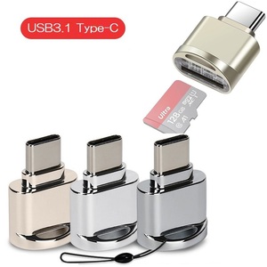 USB2.0 Type C-Micro SD/TF T-Flashカードリーダー/ライター アルミ インジケーターありUSB-C iPadなど対応 32/512GB対応動作確認済み 金