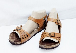 S*ビルケンシュトック BIRKENSTOCK バリ サンダル　レザー 35 ブラウン系キャメル kz4416194379