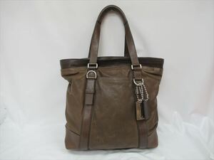 １円★中古品【COACH】コーチ トート バッグ レザー 茶 Ｌ1063-70356 ブランド 