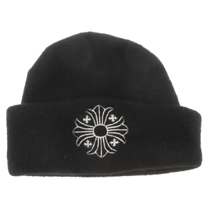 CHROME HEARTS クロムハーツ WOOL WATCH CAP ウールワッチキャップ CHプラス刺繍ビーニーニット帽子 ニットキャップ ブラック