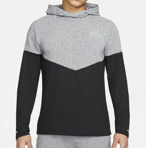 新品 送料込 NIKE TF ELEMENT RUN DIVISION L/S HOODIE Lサイズ 黒灰 ナイキ サーマフィット ラン ディビジョン フーディ 長袖 ランニング