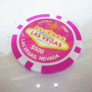 ゴルフ カジノマーカー 億万長者 ラスベガス ピンク色 $500- マグネットタイプ １枚