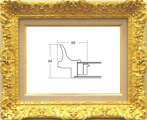 油絵用 額縁 アクリル付 7821 サイズ F4号 ゴールド 金