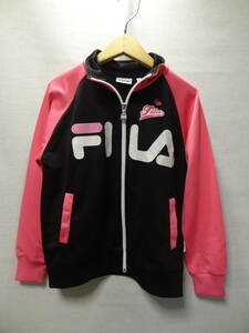 全国送料無料 フィラ FILA 子供服 キッズ 女の子 ピンクX黒色 ポリエステル100% スポーツ ジャージトップス 140