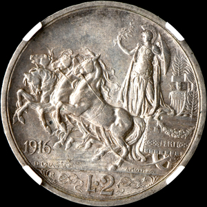 ★日終 【NGC AU58】1916R イタリア 2L銀貨 極美品 //世界コイン 古銭 貨幣 硬貨 銀貨 金貨 銅貨【決済期限火曜日】