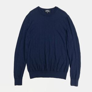 【送料360円】A.P.C. アーペーセー メリノウールセーター クルーネックニット 男女兼用 XSサイズ ネイビー C-189