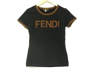 1円 ■極美品■ FENDI フェンディ コットン88%×エラスタン12% 半袖 トップス 表記サイズ42 洋服 レディース ブラック系 BK4027