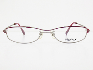 ∞【デッドストック】plusmix プラスミックス 眼鏡 メガネフレーム PX-13320 52[]17-140 メタル フルリム レッド SEED 日本製 □H8