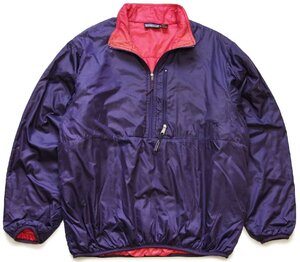 ★90s USA製 patagoniaパタゴニア ナイロン プルオーバー パフボールジャケット リーガルパープル×バーントチリ L★ビンテージ アウトドア