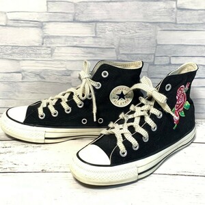 R6430bE CONVERSE コンバース ROSE EMBROIDERY HI ローズエンブロイダリーハイ スニーカー ブラック バラ 花柄 刺繍 レディース 22.5cm