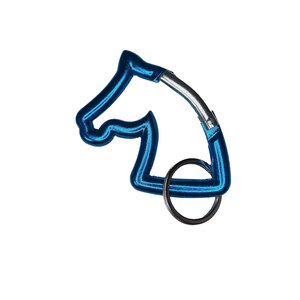 【新品・未使用】カラビナ 馬型 可愛い キーホルダー フック アルミ 多機能カラビナ カラビナフック キーリング付き スカイブルー