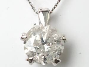 【5622E】Pt900/Pt850 天然ダイヤモンド 大粒 1.00ct/1.5g ネックレス