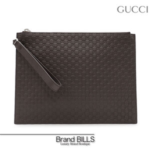 未使用品 GUCCI グッチ マイクログッチシマ クラッチバッグ セカンドバッグ 544477 ブラウン シルバー金具