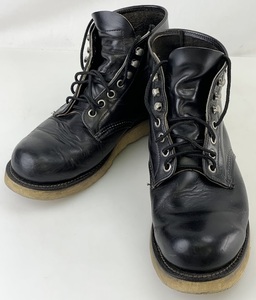 F0543 RED WING レッドウィング 8165 四角犬タグ レザー プレーントゥ 6 1/2EE 24.5cm 黒 ブラック アイリッシュセッター ブーツ メンズ