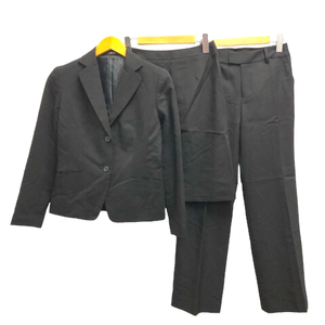 コムサイズム COMME CA ISM スーツ 3点セット ウール ジャケット パンツ スカート 無地 S/M 黒 ブラック ※MZ レディース