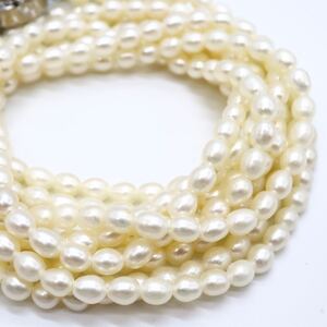 1円〜!!▼本真珠3連ネックレス▼D 約34.4g 約51.5cm pearl パール jewelry ジュエリー necklace CD0/DA0 S561