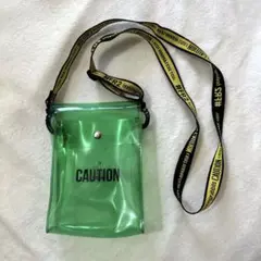 FR2 CAUTION うさぎ　兎　グリーン　ナイロン　クリア　ショルダーバッグ