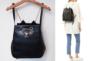 定価20万位 CHARLOTTE OLYMPIA シャルロットオリンピア CAT Feline KITTY leather backpack キャット 猫 レザー バックパック リュック