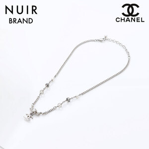 シャネル CHANEL ネックレス ココマークラインストーンパール シルバー