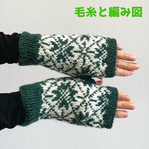 編み物キット 新品 タータンで編む雪の結晶模様が素敵なゆびなし手袋 毛糸 ダイヤモンド毛糸 無料編み図 アームウォーマー