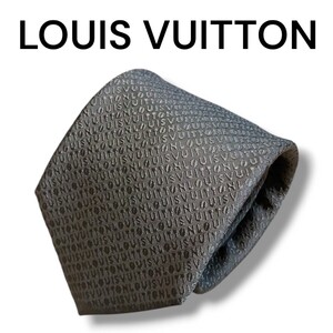 【美品】LOUIS VUITTON ルイ・ヴィトン ヴィトン ネクタイ イタリア製 ブラウン ブランド ハイブランド 総柄 シルク100% ロゴ 文字