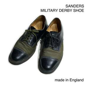 イギリス製サンダースSANDERS別注コンビレザーシューズ26.5cmUK8 MILITARY DERBY SHOE ミリタリーダービーシューズ made in England