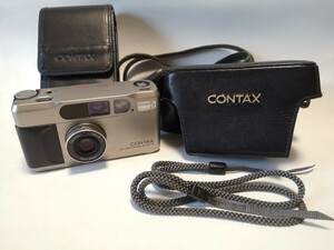 【1円スタート】CONTAX T2 Carl Zeiss Sonnar 38mm F2.8 ゾナー コンタックスＴ2 ケース、ハードケース、ストラップ２本付き 通電確認済