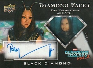 2021 UD MARVEL BLACK DIAMOND FACET ポム・クレメンティエフ 直筆サインカード #/49 MANTIS/GUARDIANS of the GALAXY AVENGERS