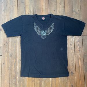 2460 ハーレーダビットソン Vネック Tシャツ USA製 ブラック /ビンテージ 古着 オフィシャル