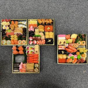 食品サンプル おせち お節料理 3段 1段 お重 料亭 お正月 見本 ディスプレイ (1)