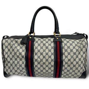 ◆ 1円 ～ GUCCI / グッチ オールドグッチ ヴィンテージ ボストンバッグ シェリーライン ネイビー 150658