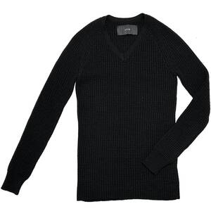 定価4万 AKM ZEGNA BARUFFA CASHWOOL HEAVY WAFFLE V NECK KNIT Mサイズ 黒 キャッシュウールヘビーワッフルVネックニット wjk 1piu