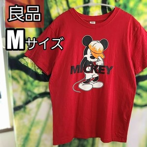 Mickey ミッキーマウス Disney コットン 綿100％ プリントTシャツ tee ディズニー 良品 レディース M 半袖Tシャツ 古着 アメカジ