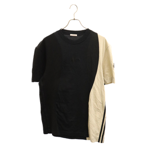 MONCLER モンクレール×adidas ラバーロゴプリント半袖Tシャツ クルーネックカットソー ブラック/ベージュ I209S8C00001
