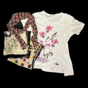 仙4【4点】Vivienne Westwood ヴィヴィアンウエストウッド 半袖 Tシャツ Sサイズ ハンカチ ストール スカーフ まとめ売り レディース