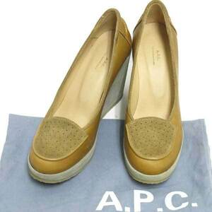 APC ウエッジソール コンビレザー パンプス size39 キャメル アーペーセー A.P.C.