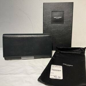 SAINT LAURENT サンローラン 315861-BMOOJ二つ折り長財布 長財布 財布 ウォレット ブラック 614404