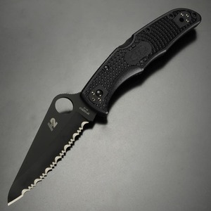 Spyderco オールブラック H-2防錆鋼 パシフィックソルト2 波刃 H-1 FRN スパイダルコ ロックバック式