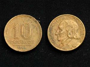【ブラジル】 10センタボス 1948年 ブロンズ貨 ボノファチオ