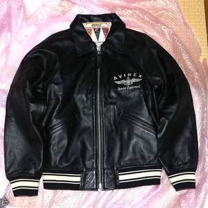 nano universe別注AVIREXレザーVARSITY JACKETリアルレザースタジャン