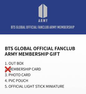 ●【新品未使用】BTS GLOBAL OFFICIAL FANCLUB ARMY MEMBERSHIP GIFT FC公式 防弾少年団 RM JIN J-HOPE JIMIN V JK