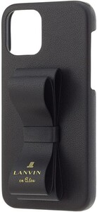 LANVIN en Bleu ランバンオンブルー iPhone 13 Pro ケース 正規品 スタンド リング付き リボン SLIM WRAP CASE STAND & RING RIBBON Black