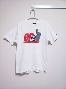 【送料無料】STUSSY オールド ステューシー Tシャツ M 90s 白 紺タグ/フォト サーフ ビンテージ 周年 Anniversary ローラ ワールドツアー