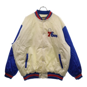 HARDWOOD CLASSICS ハードウッド クラシックス 76ers ワッペンロゴ 中綿 スタジアムジャケット ホワイト